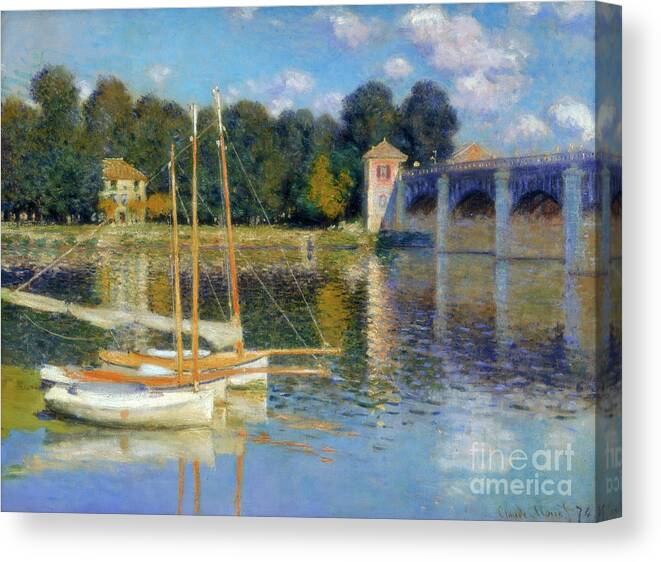 Tranquility Canvas Print featuring the drawing The Bridge At Argenteuil, 1874. Artist by Print Collector