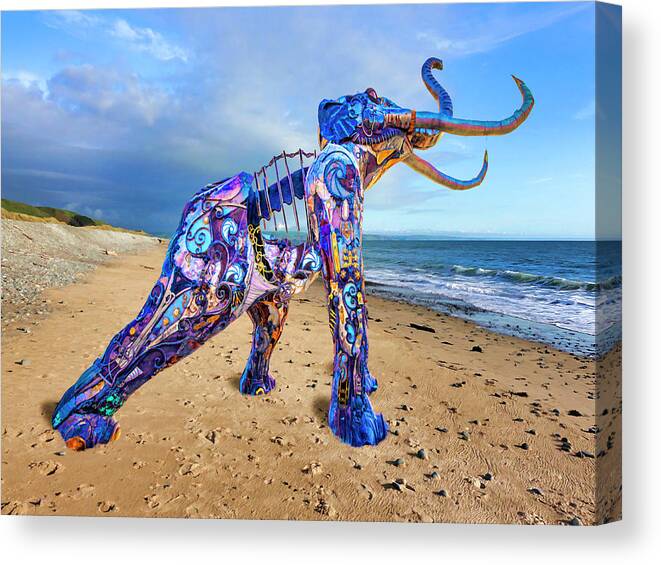 Beach Canvas Print featuring the mixed media The Clockwork Pachyderm by Dominic Piperata
