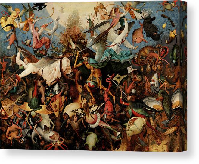 Pieter Bruegel The Elder Canvas Print featuring the painting The Fall of the Rebel Angels, 1562 by Pieter Bruegel