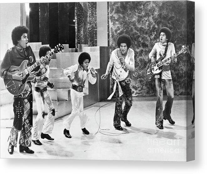 Singer Canvas Print featuring the photograph The Jackson 5 Performing On Television by Bettmann