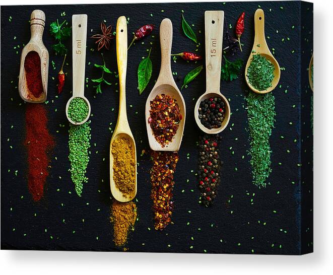 Still-life Canvas Print featuring the photograph The Power And Beauty Of Spices . by Saskia Dingemans