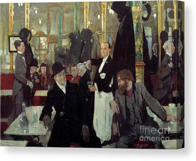 Conversation Canvas Print featuring the painting The Royal Cafe In London Detail by William Orpen