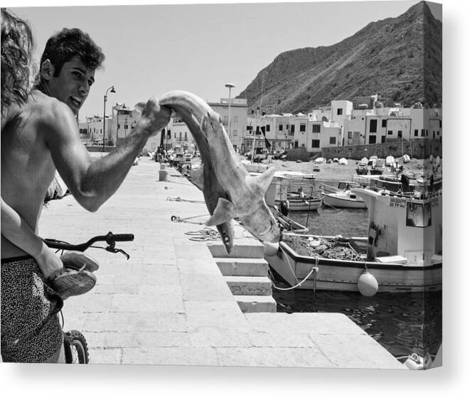 Italy Canvas Print featuring the photograph The Shark Is Mine! by Lorenzo Grifantini
