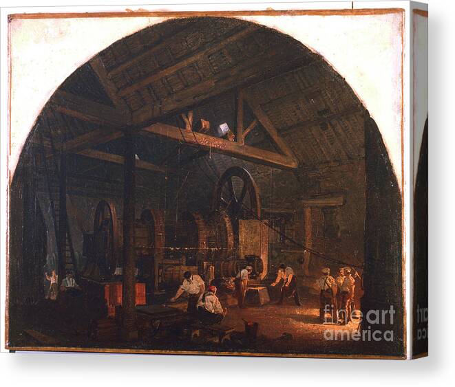 Working Canvas Print featuring the drawing The Tilt Forge, C1845-1866. Artist by Print Collector