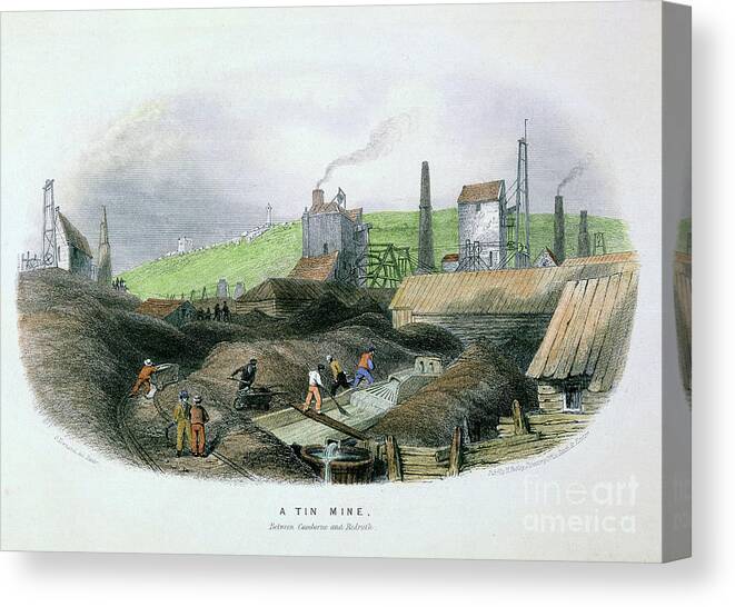 Working Canvas Print featuring the drawing Tin Mine Between Camborne And Redruth by Print Collector