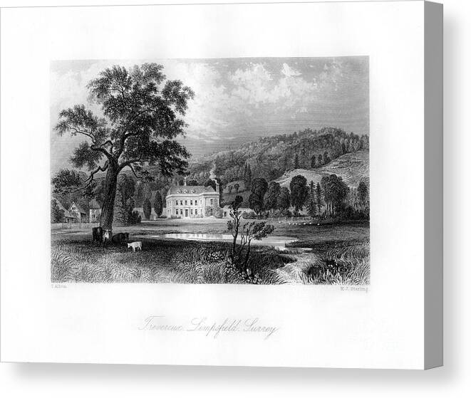 Tranquility Canvas Print featuring the drawing Trevereux, Limpsfield, Surrey, 19th by Print Collector
