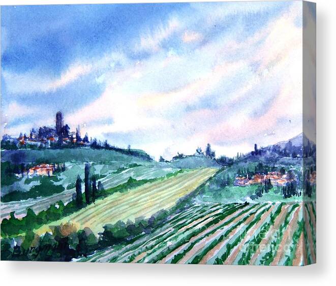 Landscape Canvas Print featuring the painting Tuscany II by Petra Burgmann