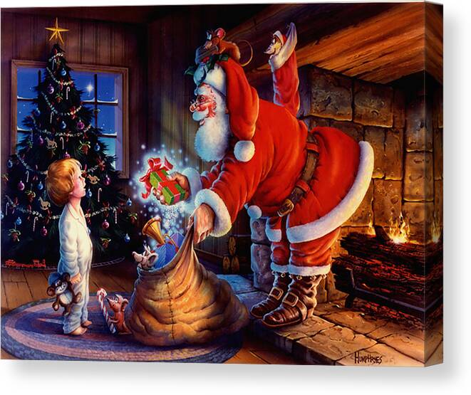 Michael Humphries Canvas Print featuring the painting 'Twas the Night Before Christmas by Michael Humphries