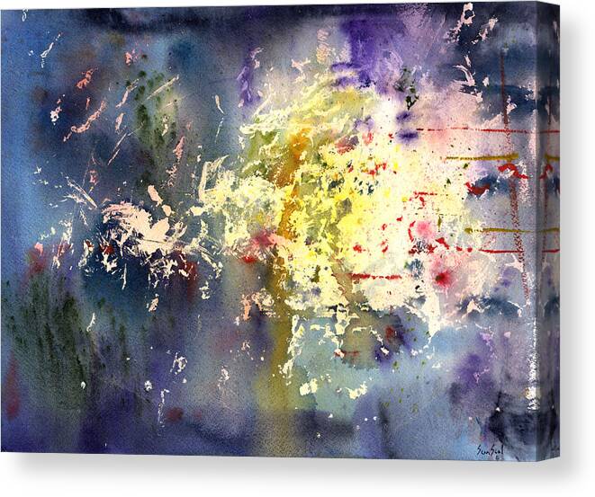 Abstract Watercolor Canvas Print featuring the painting Untitled Abstract 19-623 by Sean Seal