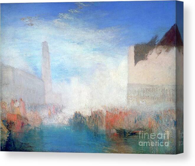 England Canvas Print featuring the drawing Venice, The Piazzetta With The Ceremony by Print Collector