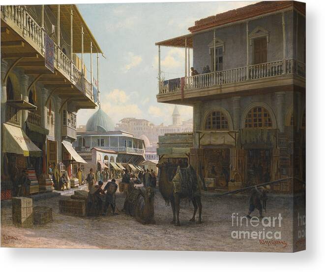 Scenics Canvas Print featuring the drawing View Of Tiflis, 1874 by Heritage Images