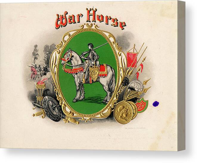 Horse Cigar Box Canvas Print featuring the painting War Horse by Art Of The Cigar