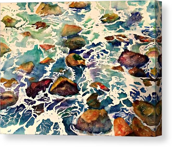 Water Canvas Print featuring the painting California Coast by Beth Fontenot