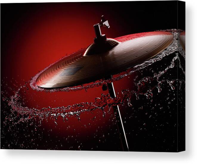 Spray Canvas Print featuring the photograph Water Exploding Out Of Hi Hat Cymbals by Jack Andersen