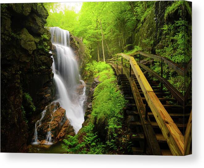 Steps Canvas Print featuring the photograph Water Falls In The Flume by Noppawat Tom Charoensinphon