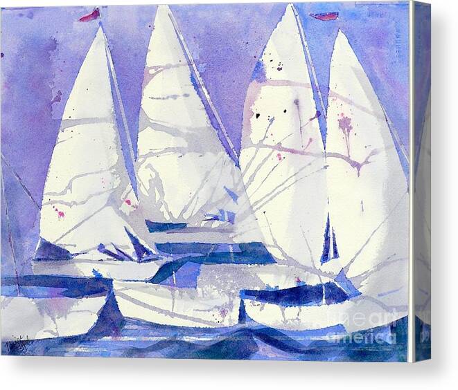 Sailboats Canvas Print featuring the painting White Sails by Midge Pippel