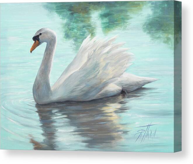 White Swan Canvas Print featuring the painting An Elegant White Swan by Lynne Pittard
