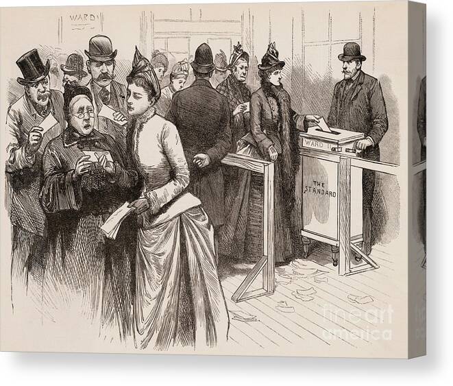 Art Canvas Print featuring the photograph Women Voting In Election by Bettmann
