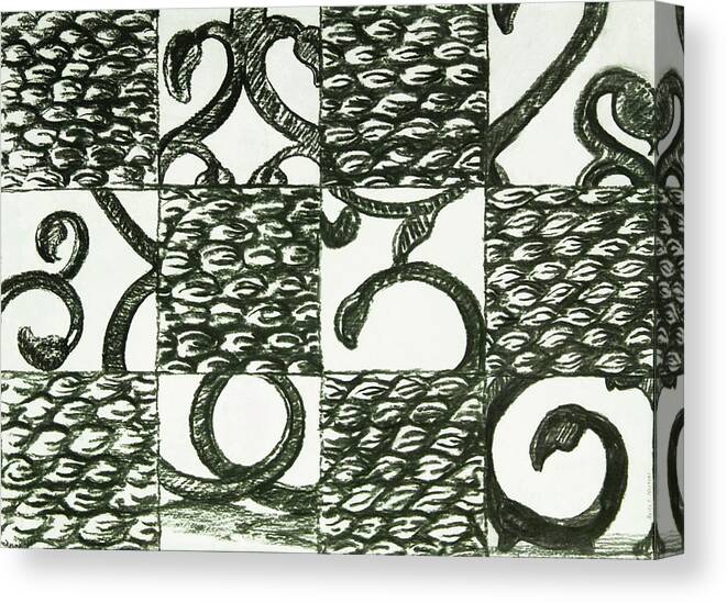 Abstract Canvas Print featuring the painting Wrought Iron and basketry by Heidi E Nelson