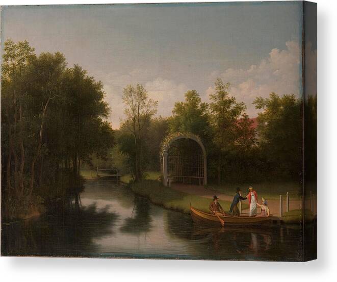 Christoffer Wilhelm Eckersberg Canvas Print featuring the painting Arbour in the park of Sanderumgard manor #1 by Christoffer Wilhelm Eckersberg