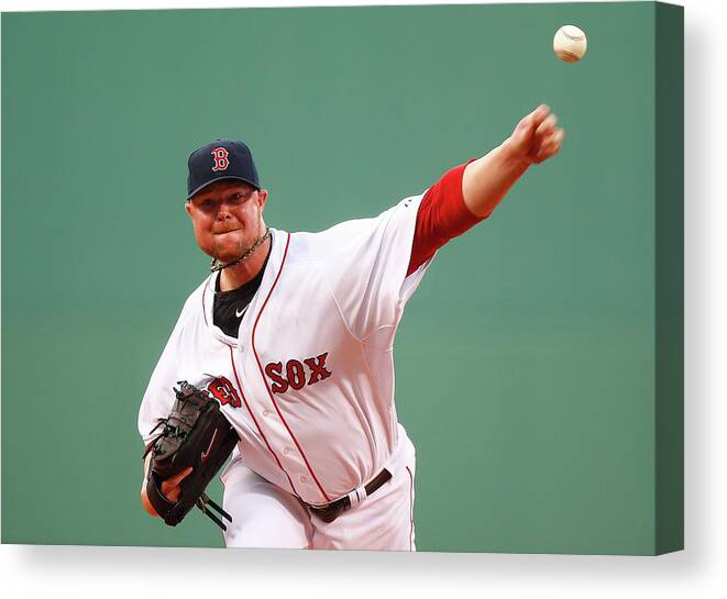 American League Baseball Canvas Print featuring the photograph Jon Lester by Jared Wickerham