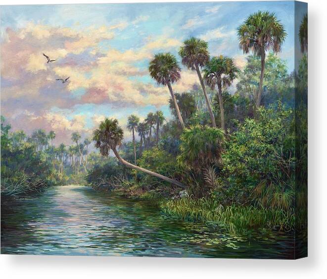 Everglades Canvas Print featuring the painting Osprey Watch #1 by Laurie Snow Hein