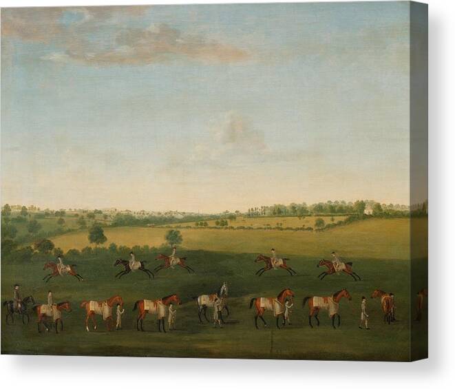 Francis Sartorius Canvas Print featuring the painting Sir Charles Warre Malet's String of Racehorses at Exercise by Francis Sartorius