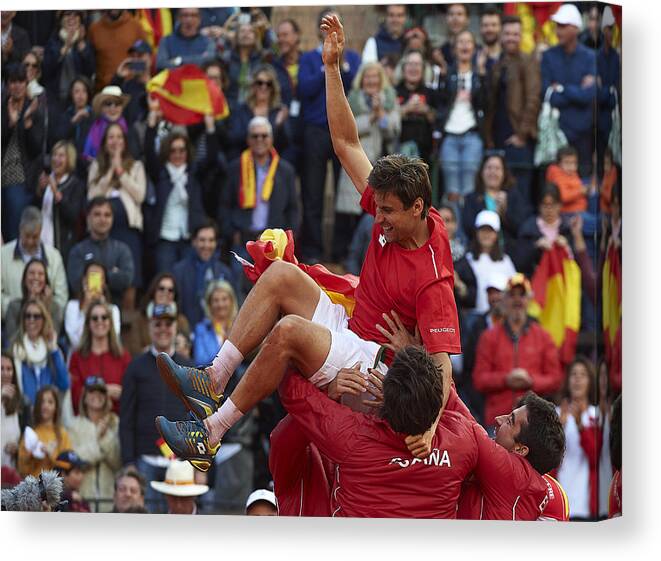 Playoffs Canvas Print featuring the photograph Spain v Germany - Davis Cup by BNP Paribas World Group Quarter Final #1 by Manuel Queimadelos Alonso