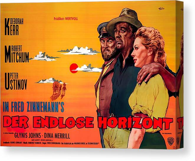 Synopsis Canvas Print featuring the mixed media ''The Sundowners'', 1960 - art by Rolf Goetze by Movie World Posters