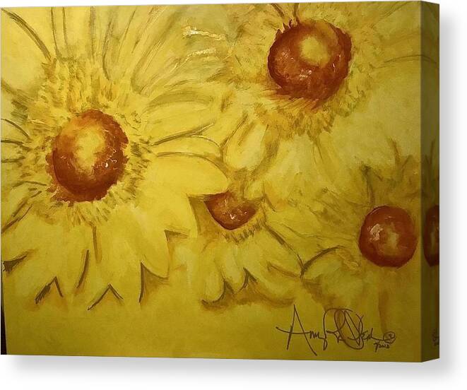  Canvas Print featuring the painting Yellow by Angie ONeal