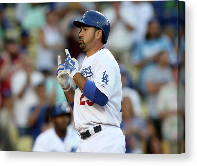 Second Inning Canvas Print featuring the photograph Adrian Gonzalez by Stephen Dunn