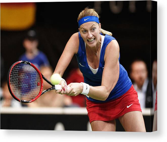 The O2 Canvas Print featuring the photograph Czech Republic v Germany - Fed Cup Final Day 2 #2 by Adam Pretty