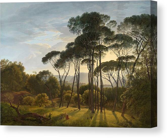 Hendrik Voogd Canvas Print featuring the painting Italianate Landscape with Pines #2 by Hendrik Voogd