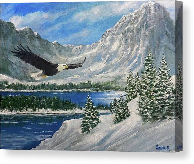 Landscape Canvas Print featuring the painting Soaring #2 by Robert Sankner