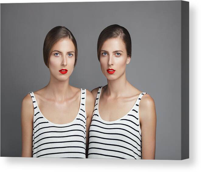Sibling Canvas Print featuring the photograph Beautiful twins #3 by Vasilina Popova
