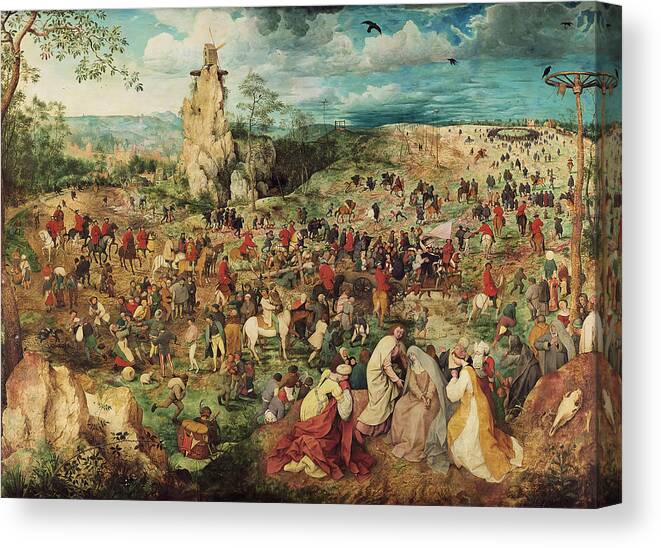 Pieter Bruegel The Elder Canvas Print featuring the painting The Procession to Calvary by Pieter Bruegel the Elder by Mango Art