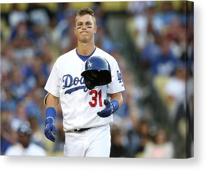 People Canvas Print featuring the photograph Joc Pederson #4 by Stephen Dunn