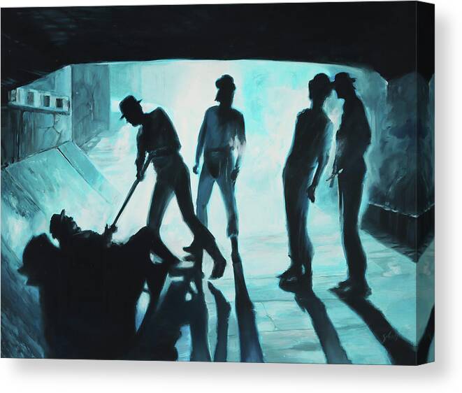 Gothic Canvas Print featuring the painting A Clockwork Orange - Droogs by Sv Bell