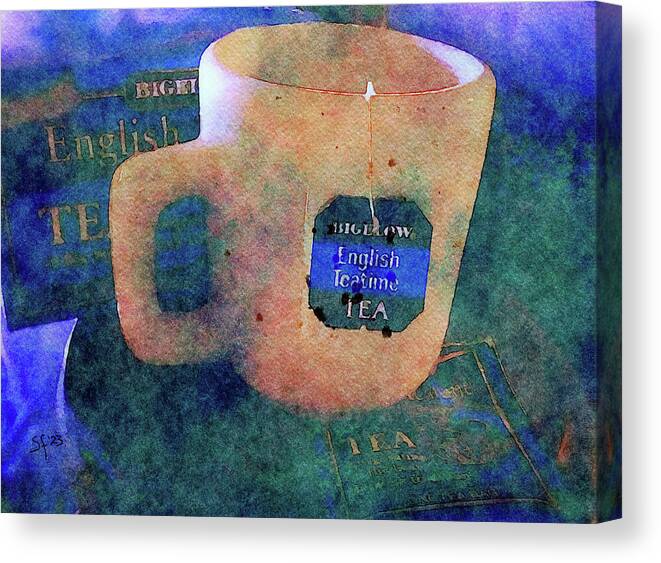 Cup Canvas Print featuring the mixed media A Cup of English Tea by Shelli Fitzpatrick