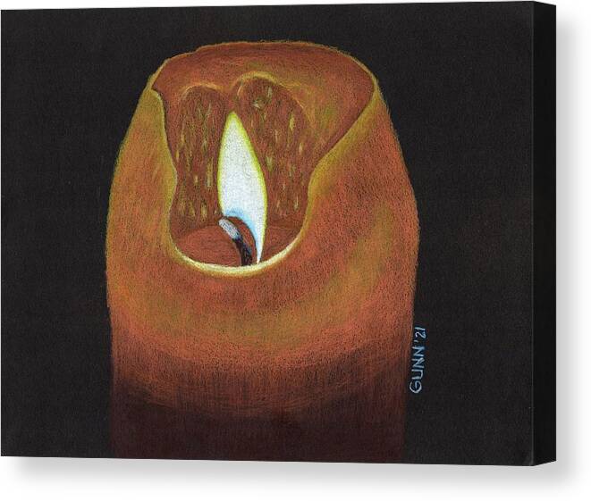 Candle Canvas Print featuring the drawing A Single Candle by Katrina Gunn