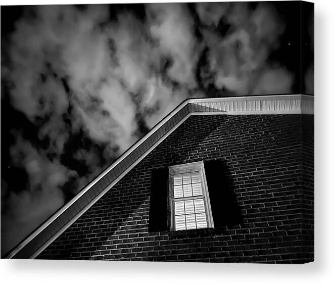 House Canvas Print featuring the photograph A Strange Thursday Night at Home BW by Lee Darnell