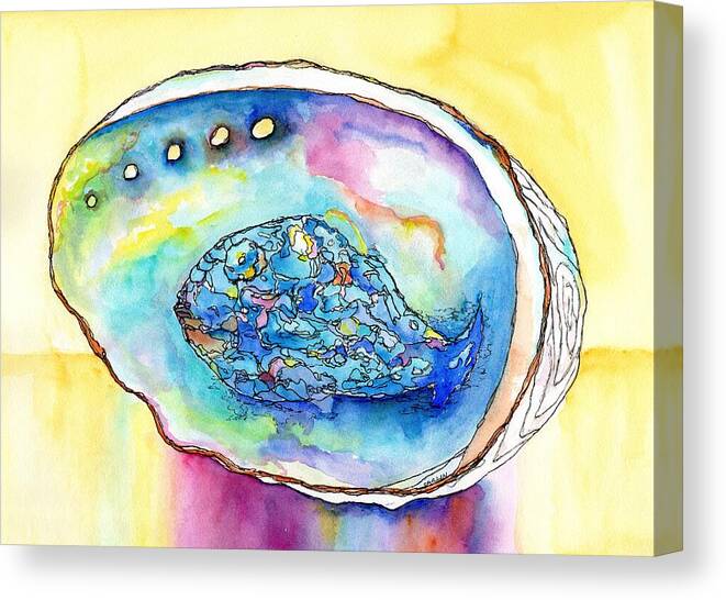 Shell Canvas Print featuring the painting Abalone Shell Reflections by Carlin Blahnik CarlinArtWatercolor