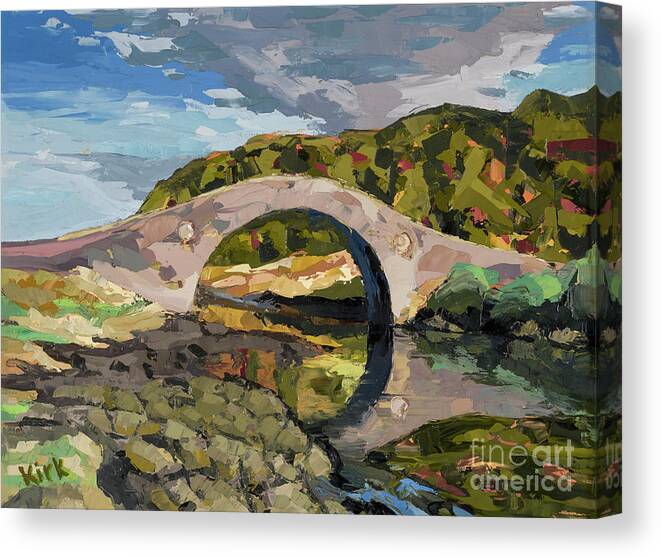 Scotland Canvas Print featuring the painting Abandoned Bridge, 2015 by PJ Kirk