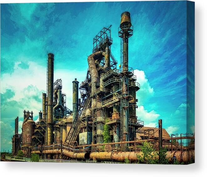 Steel Mill Canvas Print featuring the photograph Abandoned Steel Mill by Dominic Piperata