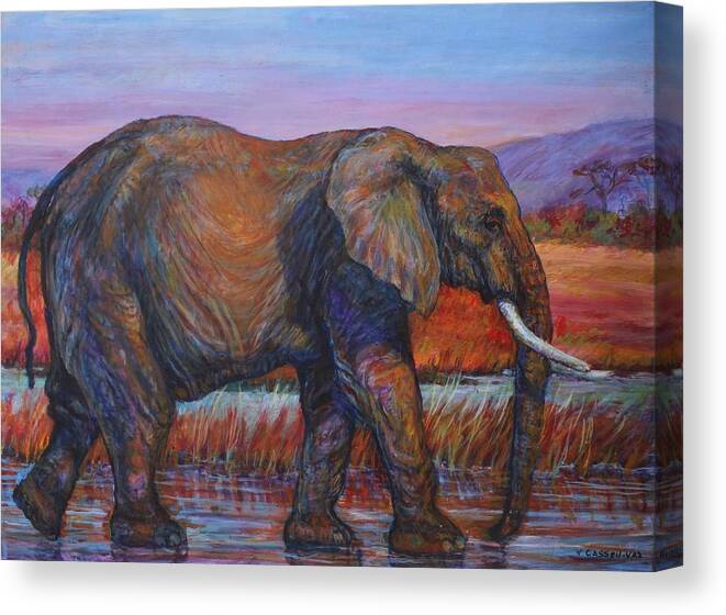 Animal Canvas Print featuring the painting African Elephant by Veronica Cassell vaz