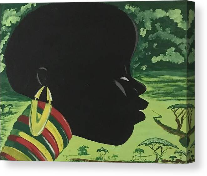  Canvas Print featuring the painting Afrocentric Vision Boy by Charles Young