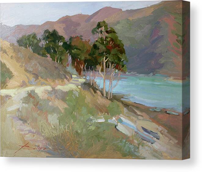 Catalina Island Canvas Print featuring the painting Along the Reservoir by Elizabeth - Betty Jean Billups