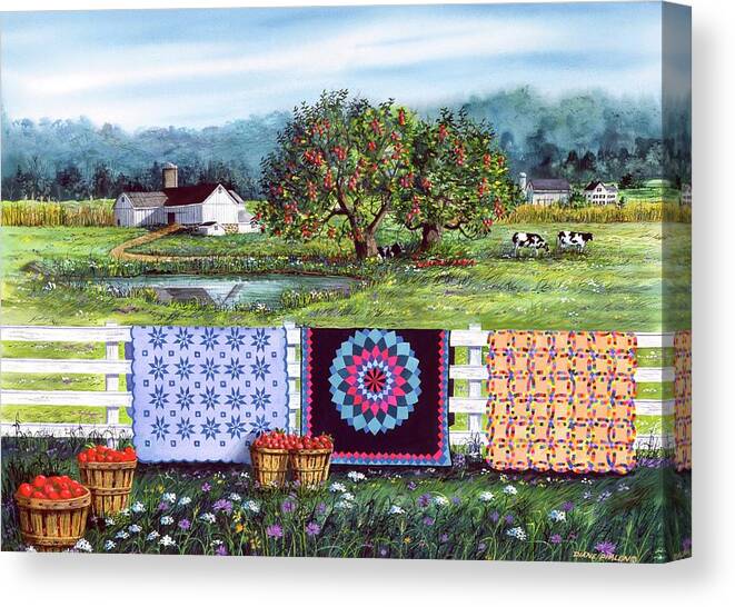 Barn Canvas Print featuring the painting Amish Roadside Market by Diane Phalen