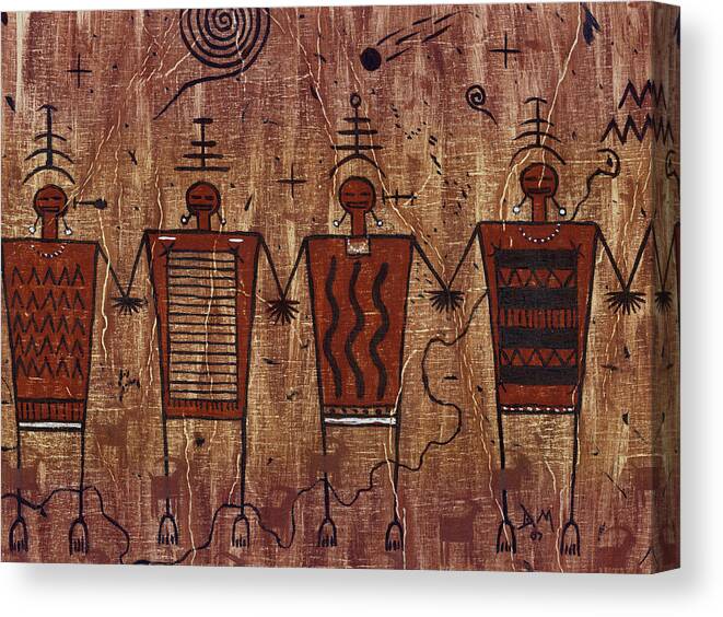 Pictographs Canvas Print featuring the painting Ancient Friends of The Four Corners by Doug Miller