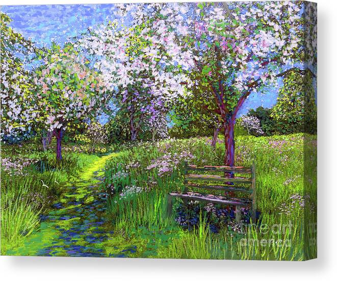 Landscape Canvas Print featuring the painting Apple Blossom Trees by Jane Small